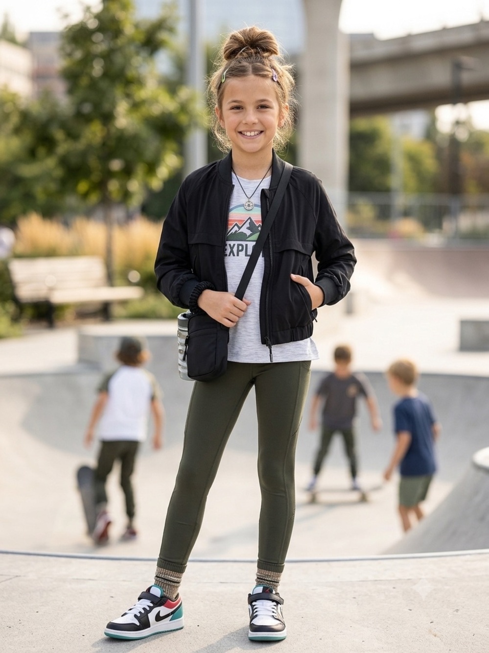 Athleta Girl Good Days Bomber Jacket Full Zip Athletic Training black Medium